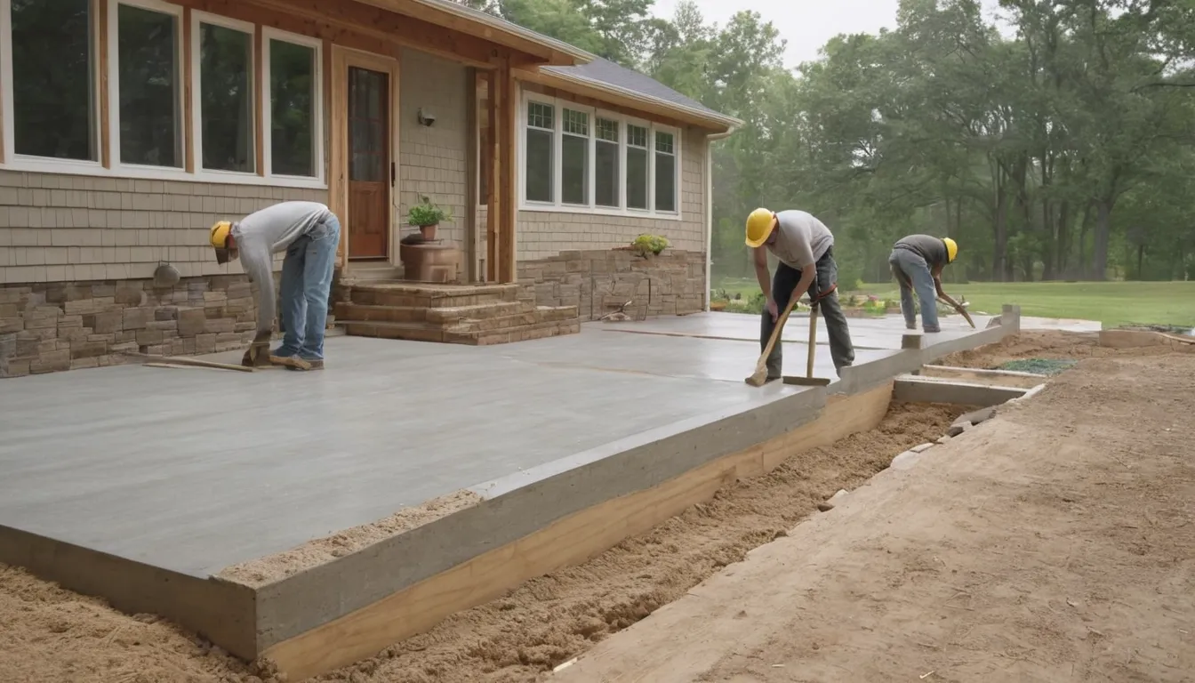 Concrete flatwork being finished near homes in Lower Burrell